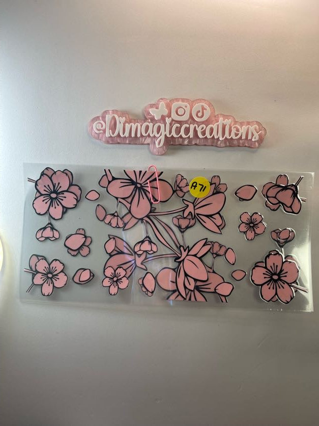 Pink Flowers Sticker A71